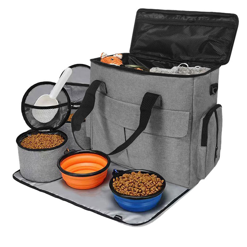 Tragbarer Futter- und Reise-Organizer-Rucksack für Haustiere
