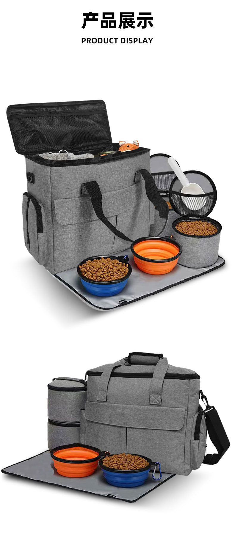 Tragbarer Futter- und Reise-Organizer-Rucksack für Haustiere