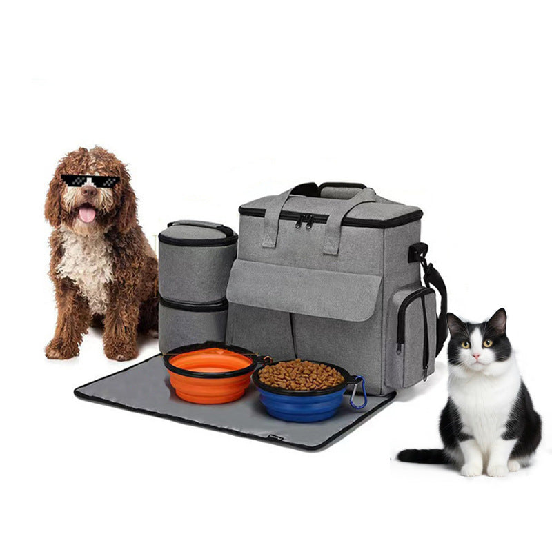 Tragbarer Futter- und Reise-Organizer-Rucksack für Haustiere