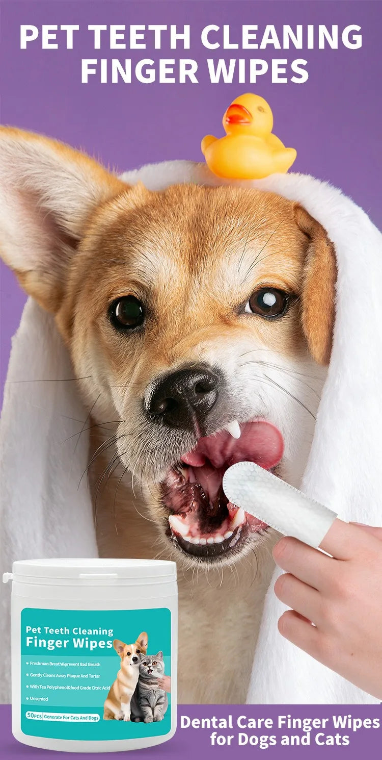 Disposable Pet Dental Cleaning Finger Wipes