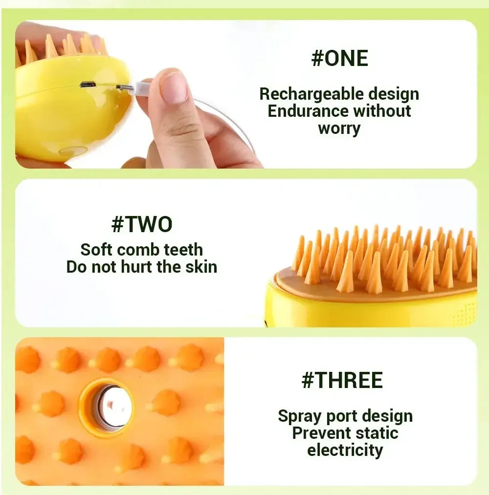 Comb Accessories for Cats 3-in-1 Cats Pet Products Electric Cats Hair Brush Sprayer Grooming Supplies Steam Massage Tool Pets