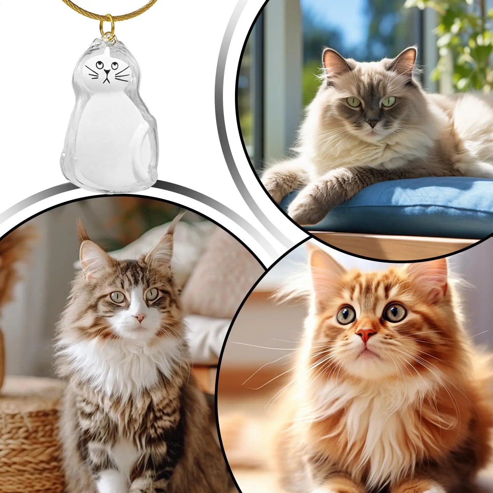 Cat Hair Storage Capsule Keychain Collecting Pet Hairs Memorial Accessories Simple Designed Cat-Shaped Keychain ﻿