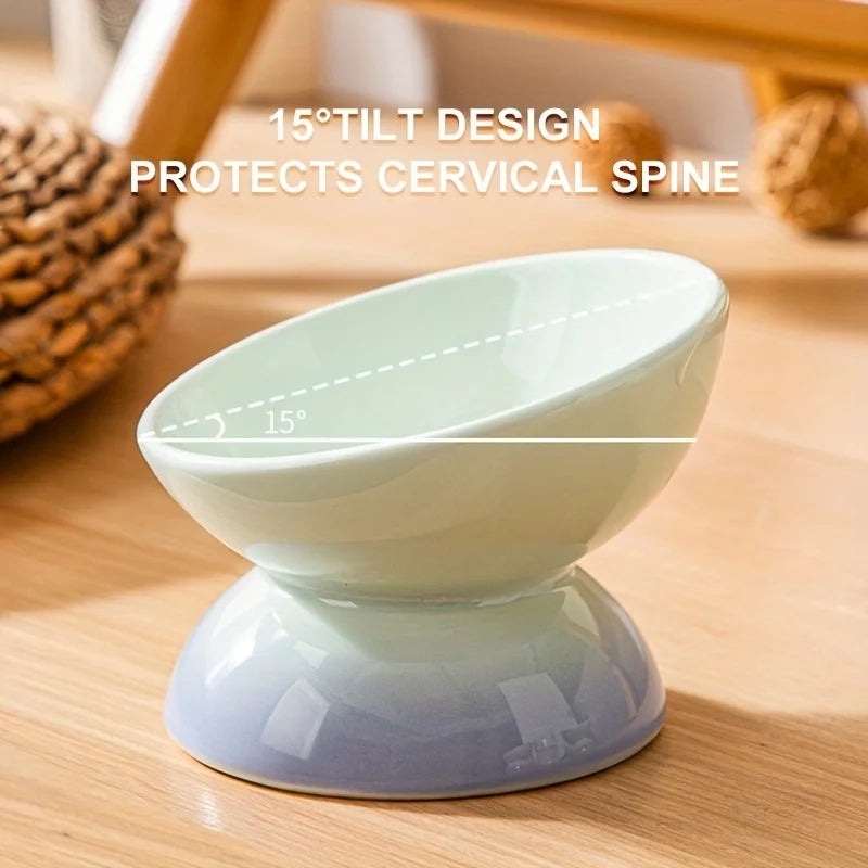Ceramic Cat Bowl Pet Accessories Drink Water Bowl  Diagonal High Feet Cute Protection Cervical Spine Cat Bowl Pet Supplies