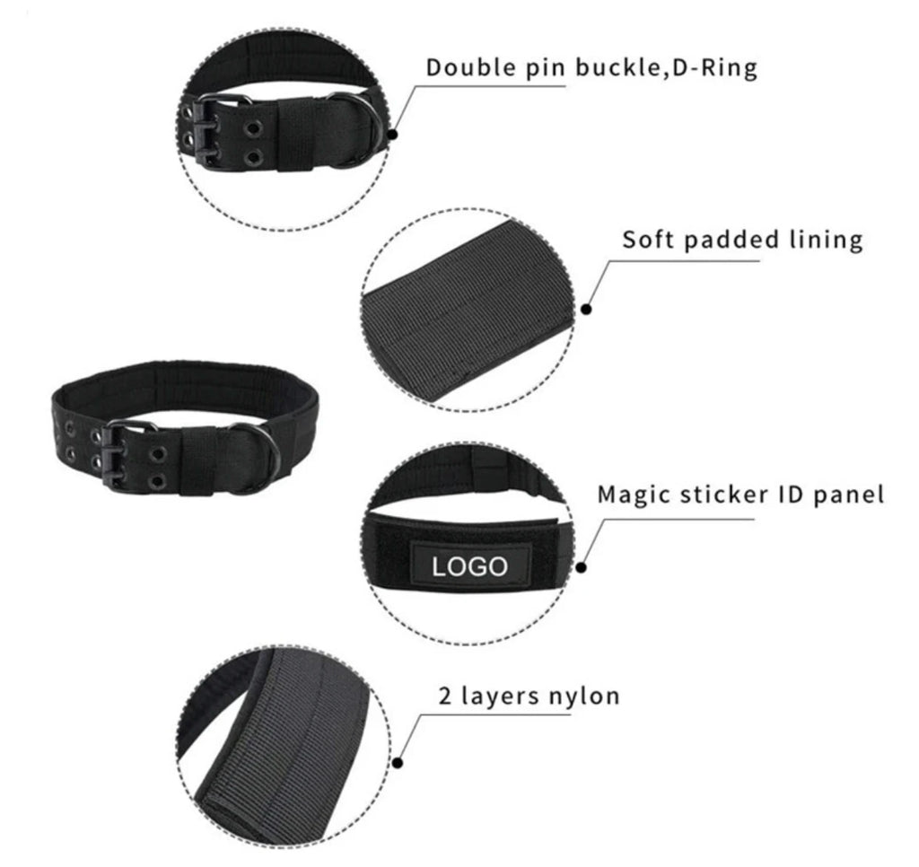 Adjustable Pet Tactical Dog Collar Durable Double Buckle German Shepherd Training Leash and Collar Large Medium Dogs Accessories