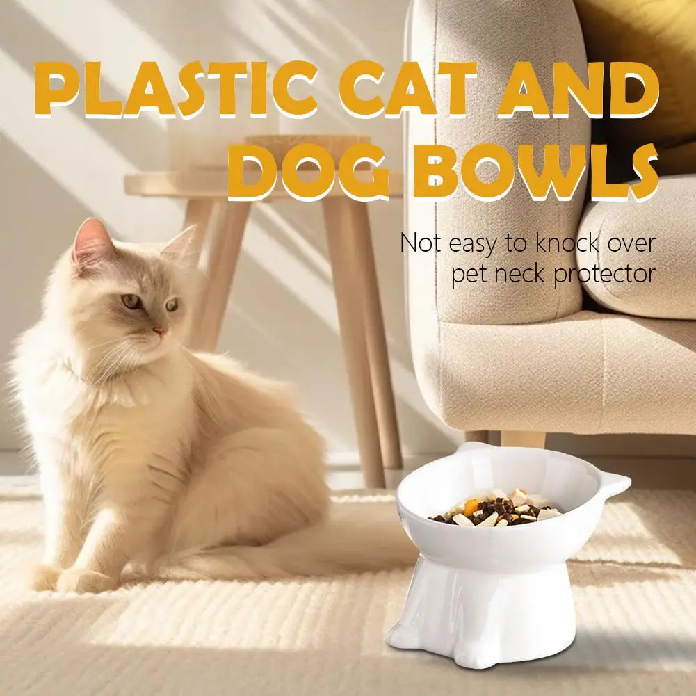 Cat Bowl Pet Accessories Ceramic Diagonal High Feet Cute Protection Cervical Spine Dog Bowl Drink Water Bowl Pet Supplies