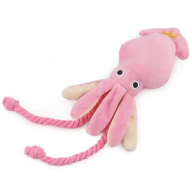 Squeaky Cotton Rope Octopus Chew Toy