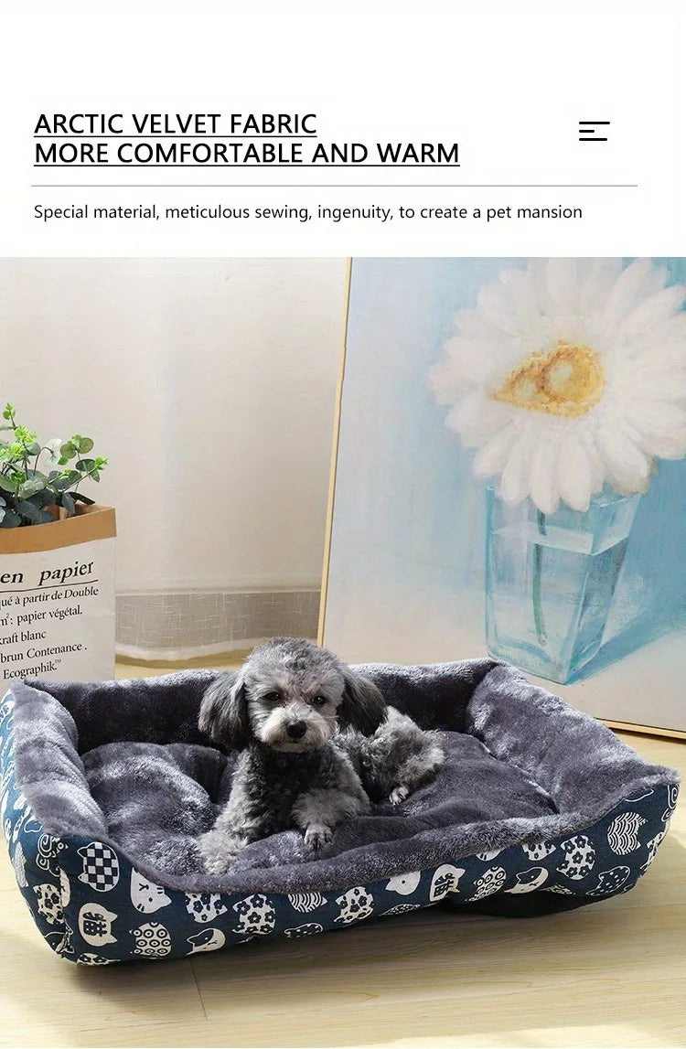 Cozy Winter Plush Pet Sofa Bed