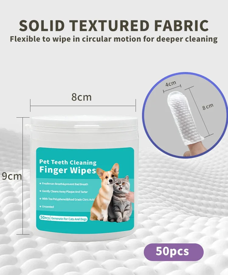 Disposable Pet Dental Cleaning Finger Wipes