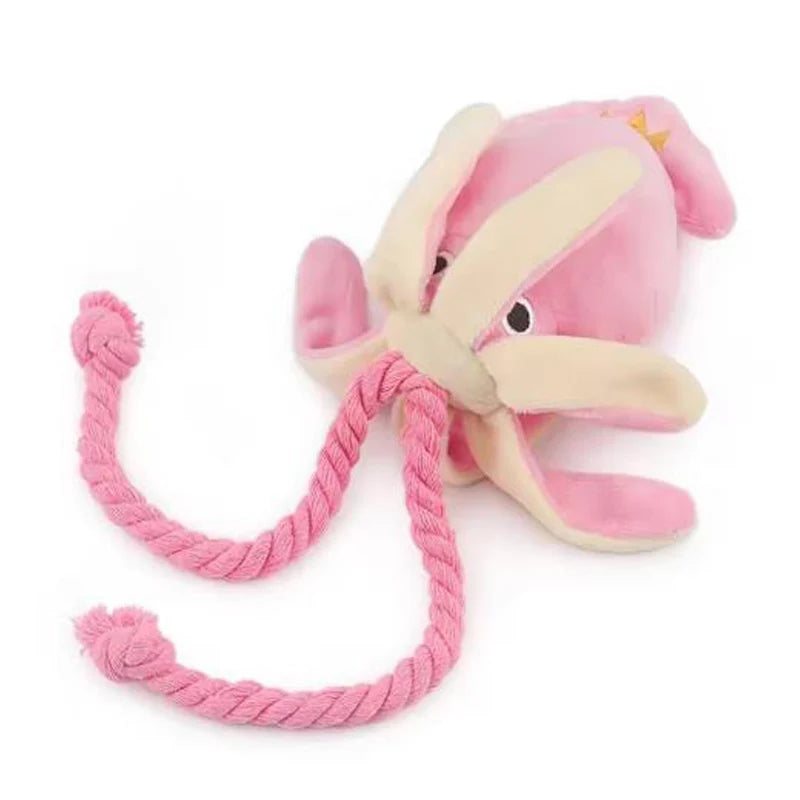 Squeaky Cotton Rope Octopus Chew Toy