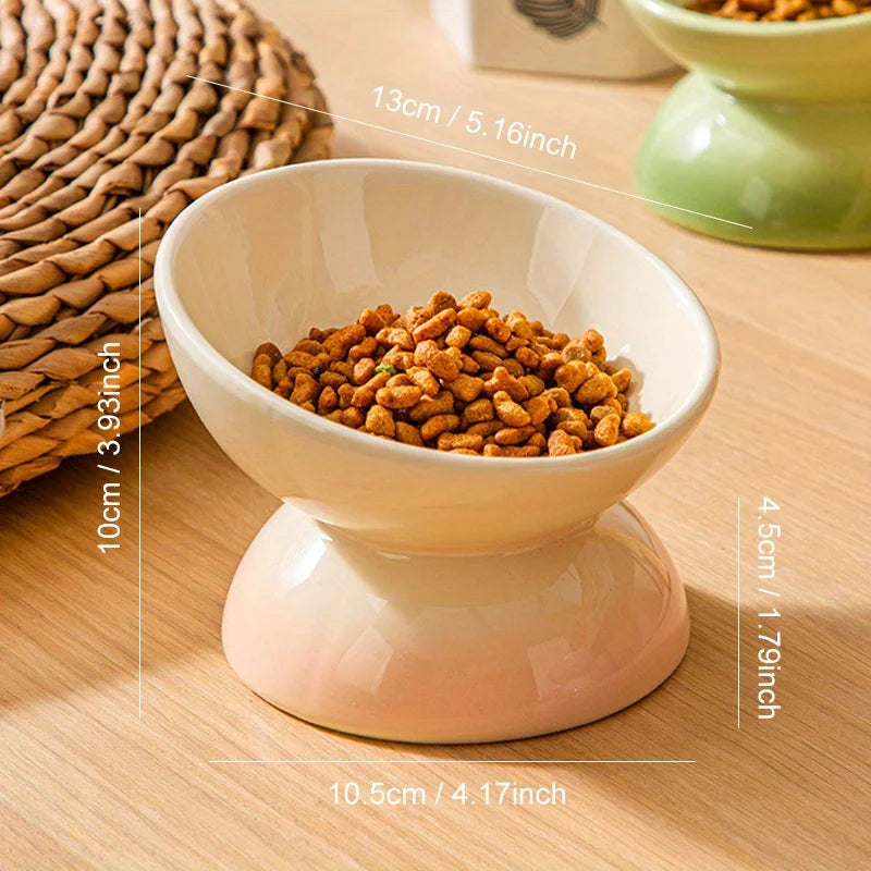 Ceramic Cat Bowl Pet Accessories Drink Water Bowl  Diagonal High Feet Cute Protection Cervical Spine Cat Bowl Pet Supplies