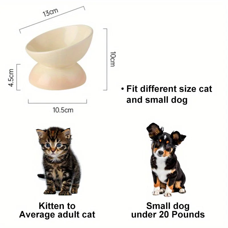 Ceramic Cat Bowl Pet Accessories Drink Water Bowl  Diagonal High Feet Cute Protection Cervical Spine Cat Bowl Pet Supplies