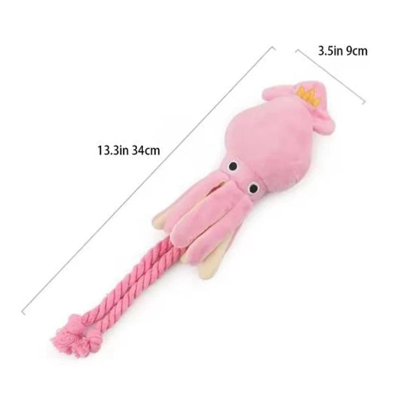 Squeaky Cotton Rope Octopus Chew Toy
