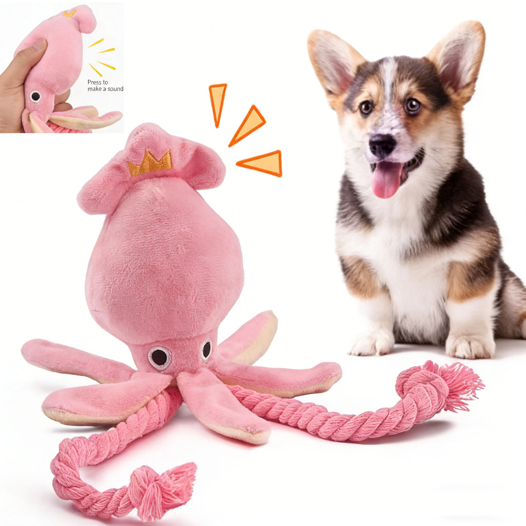 Squeaky Cotton Rope Octopus Chew Toy