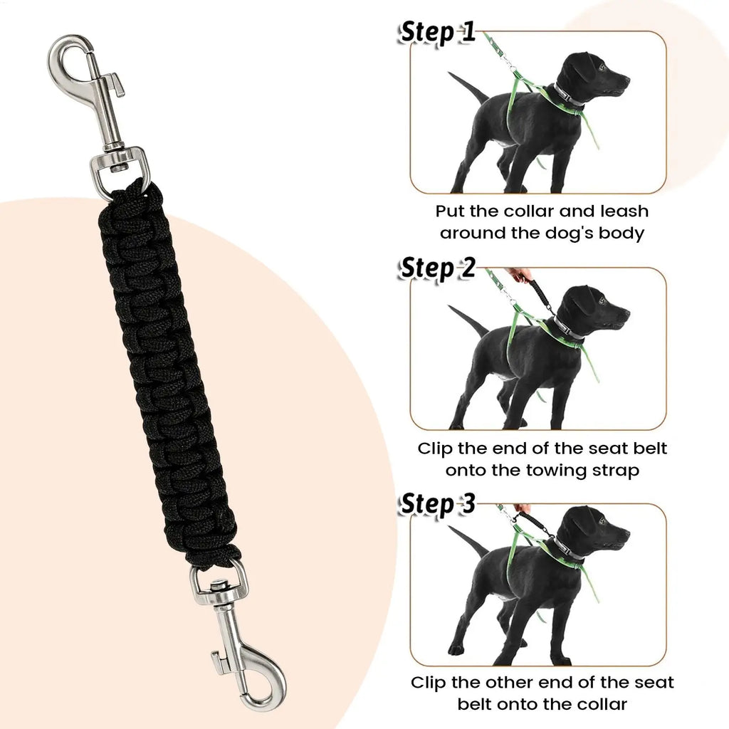 Dog Collar Safety Clip Double End Adjustable No Pull Connector Harness Safety Strap Puppy Kitten Small Medium Dogs Walking Park