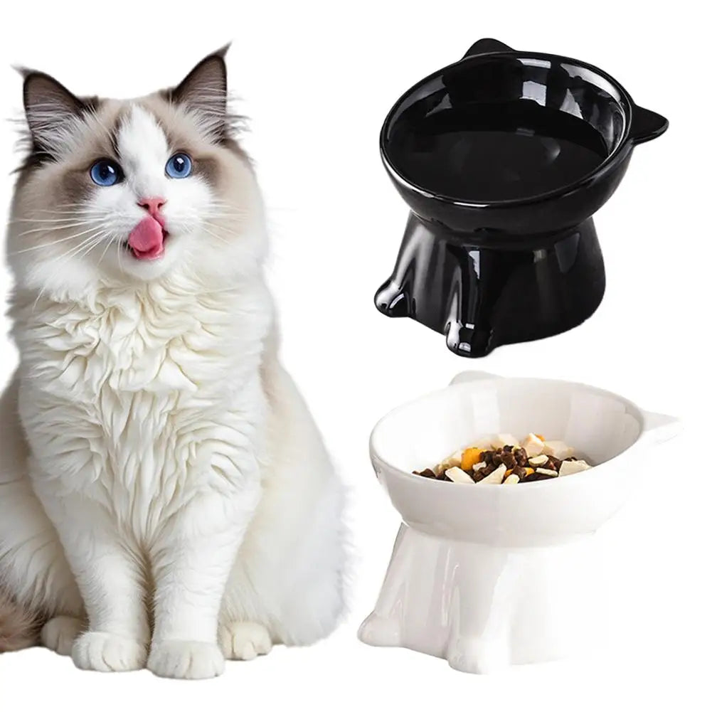 Cat Bowl Pet Accessories Ceramic Diagonal High Feet Cute Protection Cervical Spine Dog Bowl Drink Water Bowl Pet Supplies