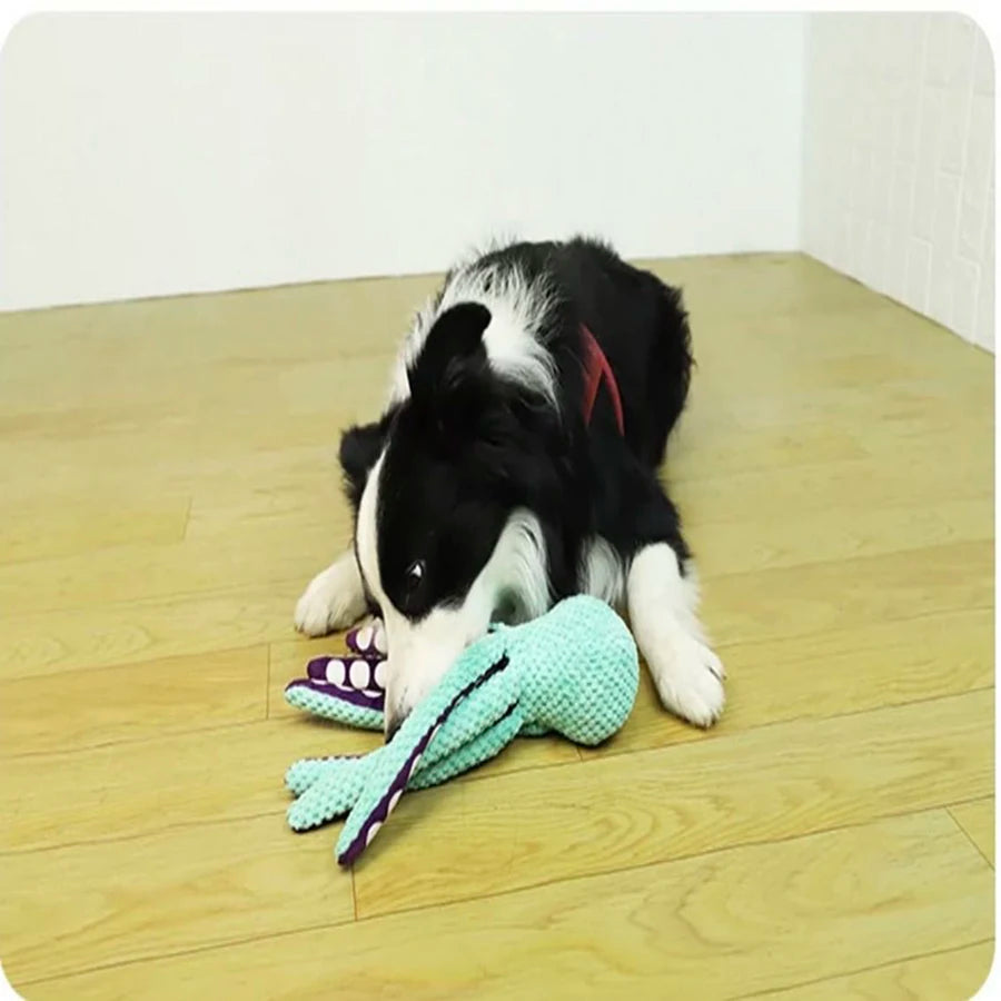 Interactive Squeaky Plush Octopus Toy