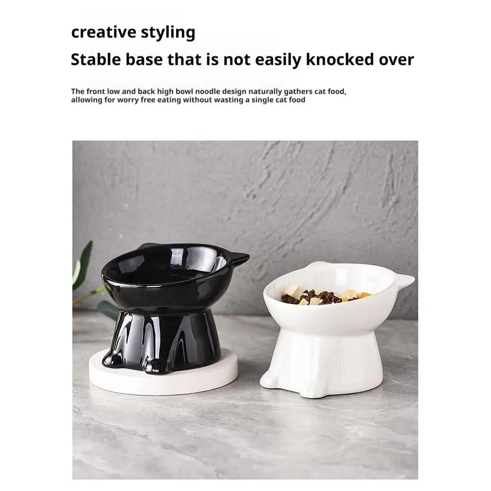Cat Bowl Pet Accessories Ceramic Diagonal High Feet Cute Protection Cervical Spine Dog Bowl Drink Water Bowl Pet Supplies