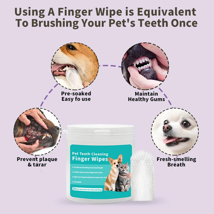 Disposable Pet Dental Cleaning Finger Wipes