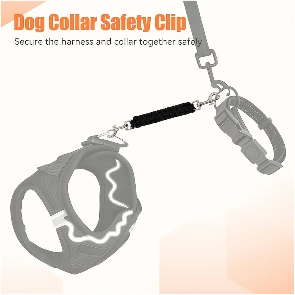 Dog Collar Safety Clip Double End Adjustable No Pull Connector Harness Safety Strap Puppy Kitten Small Medium Dogs Walking Park