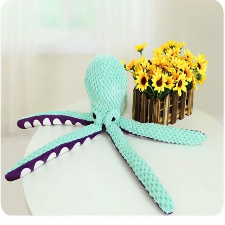 Interactive Squeaky Plush Octopus Toy