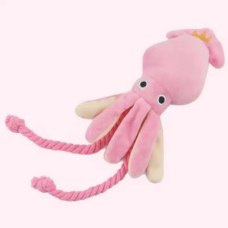 Squeaky Cotton Rope Octopus Chew Toy