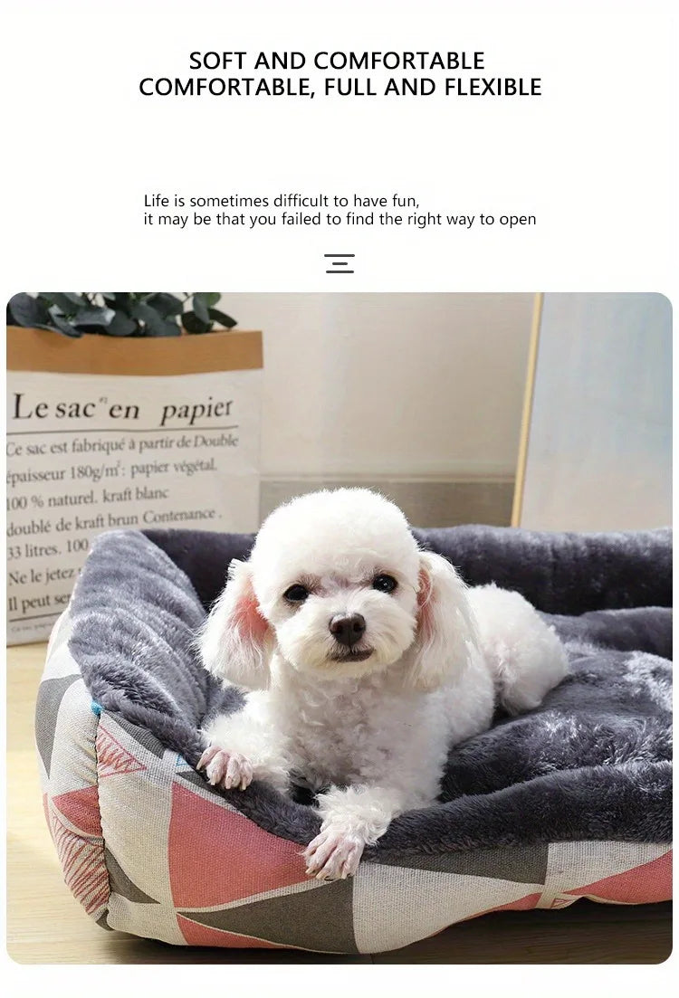 Cozy Winter Plush Pet Sofa Bed