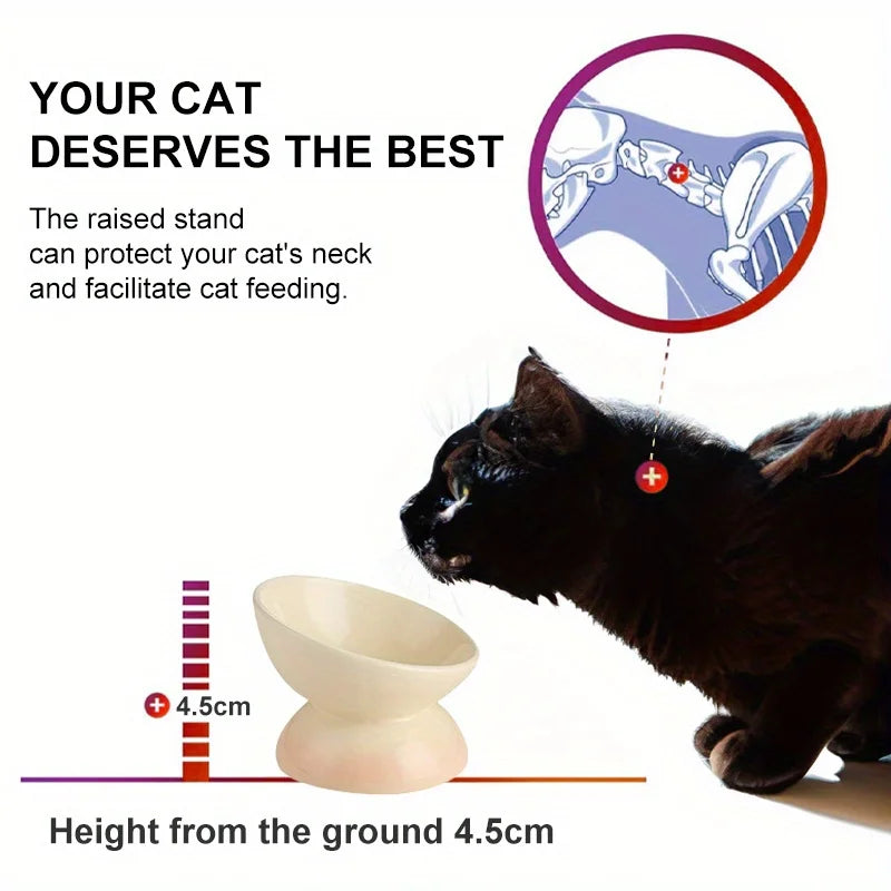 Ceramic Cat Bowl Pet Accessories Drink Water Bowl  Diagonal High Feet Cute Protection Cervical Spine Cat Bowl Pet Supplies
