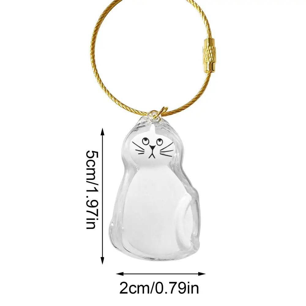Cat Hair Storage Capsule Keychain Collecting Pet Hairs Memorial Accessories Simple Designed Cat-Shaped Keychain ﻿
