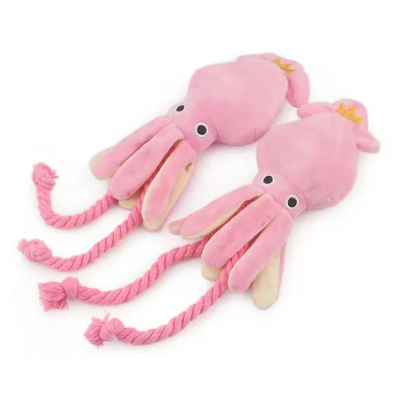Squeaky Cotton Rope Octopus Chew Toy