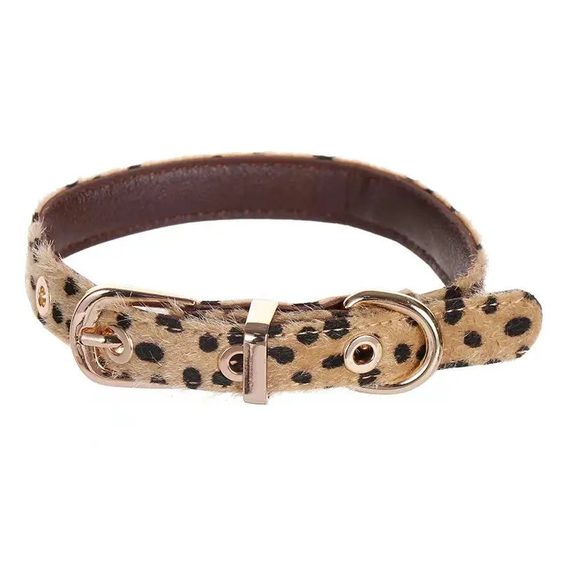 Leopard Print Dog Harness and Leash Set Adjustable - Stylish Dog Collar Pu Fashion Pet Walking Accessories for Small Dogs