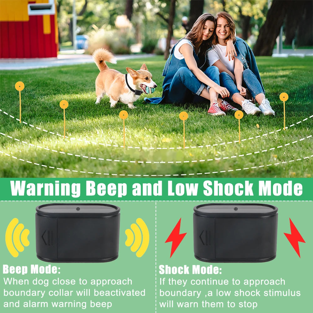 Dog Training Collar Electronic Pet Fence System Containment Waterproof Sound Shocked Collar Electric Dog Fence Pet Accessories