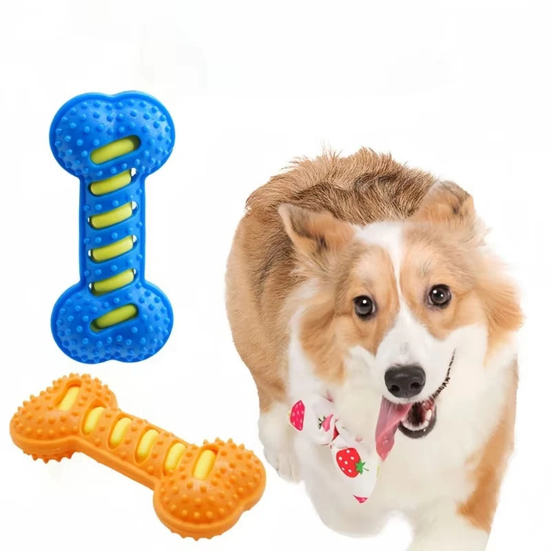 Durable Squeaky Rubber Bone Toy