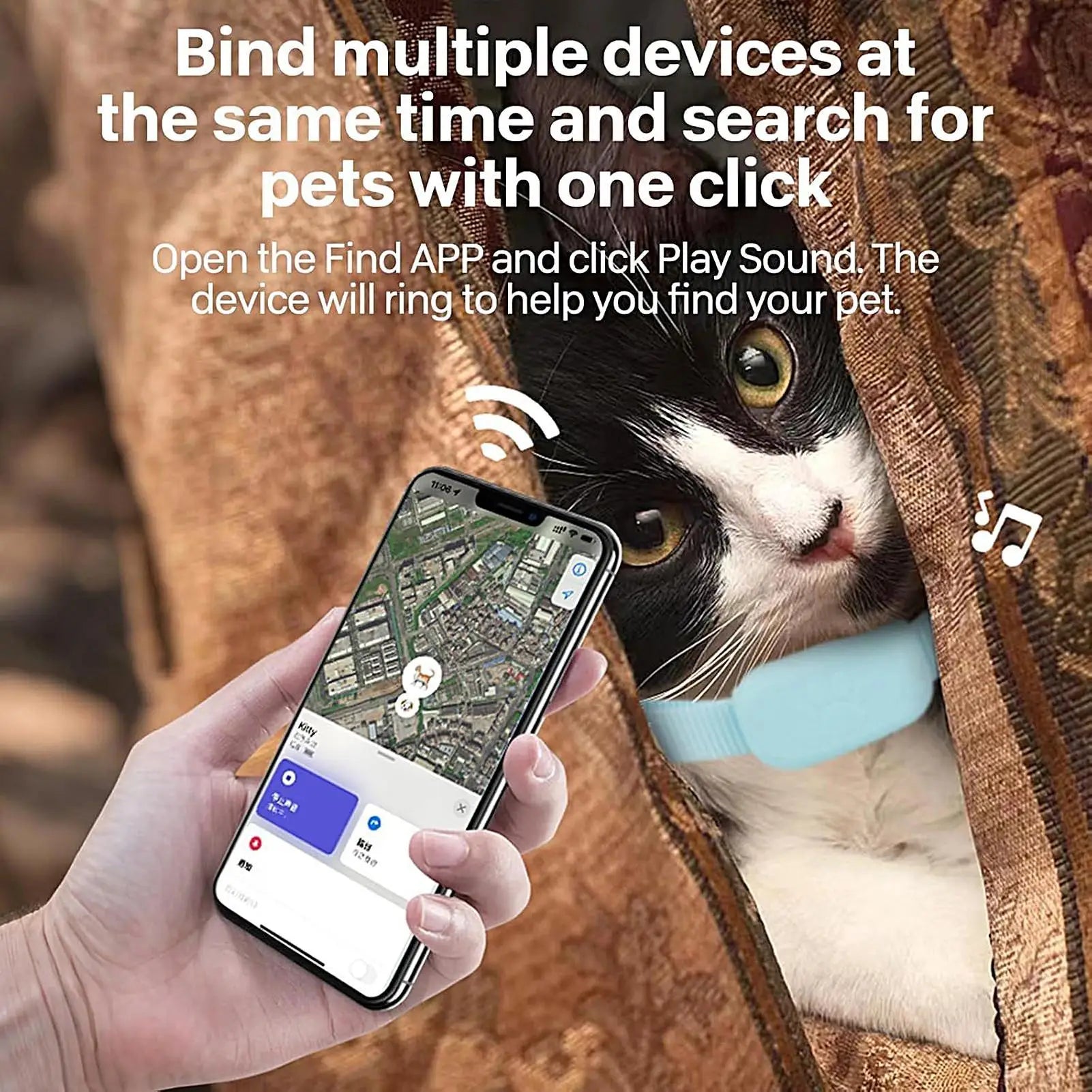 Cat Trackers Cat Tracker Collar Pet Kitten Collar Multifunctional Pet Smart Trackers Pets Accessories IOS Compatible