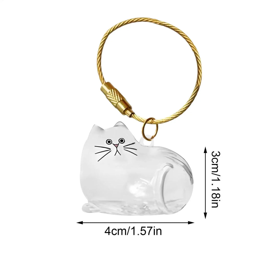 Cat Hair Storage Capsule Keychain Collecting Pet Hairs Memorial Accessories Simple Designed Cat-Shaped Keychain ﻿