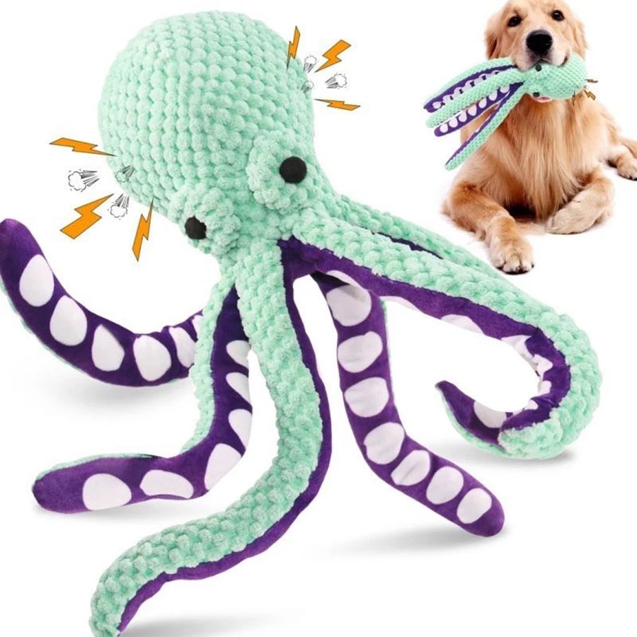 Interactive Squeaky Plush Octopus Toy