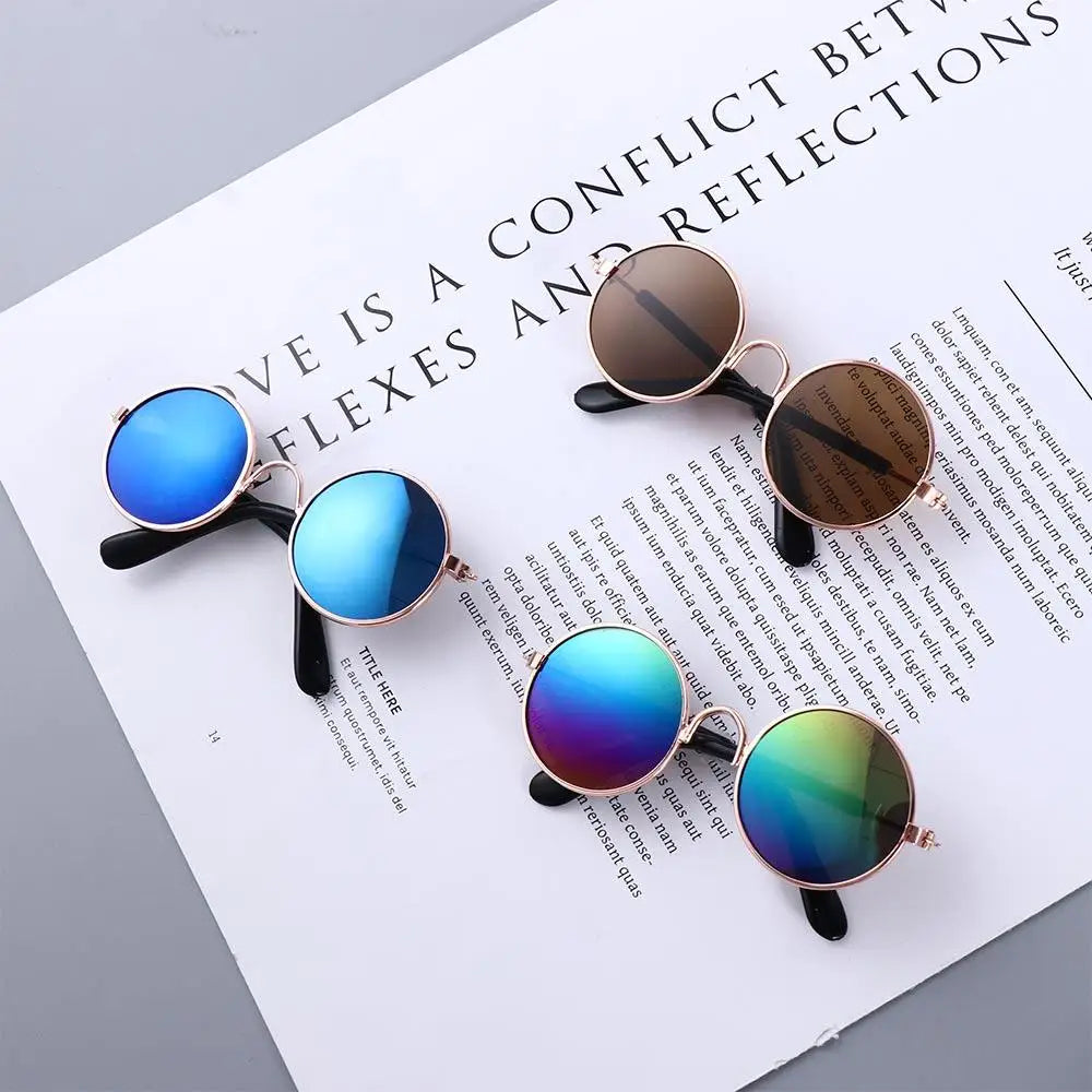 Round Funny Cat Accessories Decoration Reflection Lovely Eye Wear Sunglasses Pet Glasses Photos Props