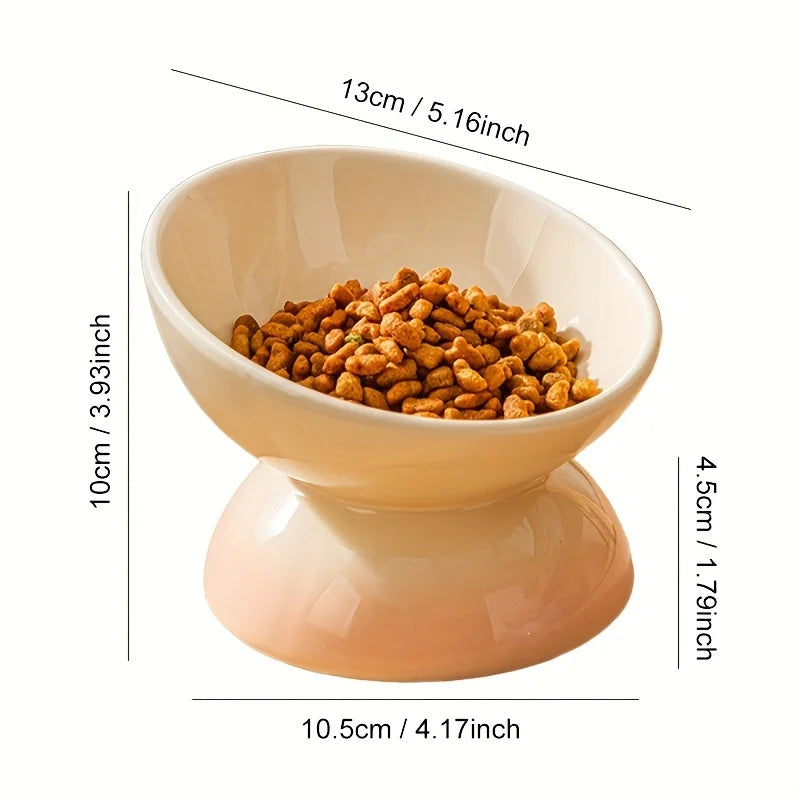 Ceramic Cat Bowl Pet Accessories Drink Water Bowl  Diagonal High Feet Cute Protection Cervical Spine Cat Bowl Pet Supplies