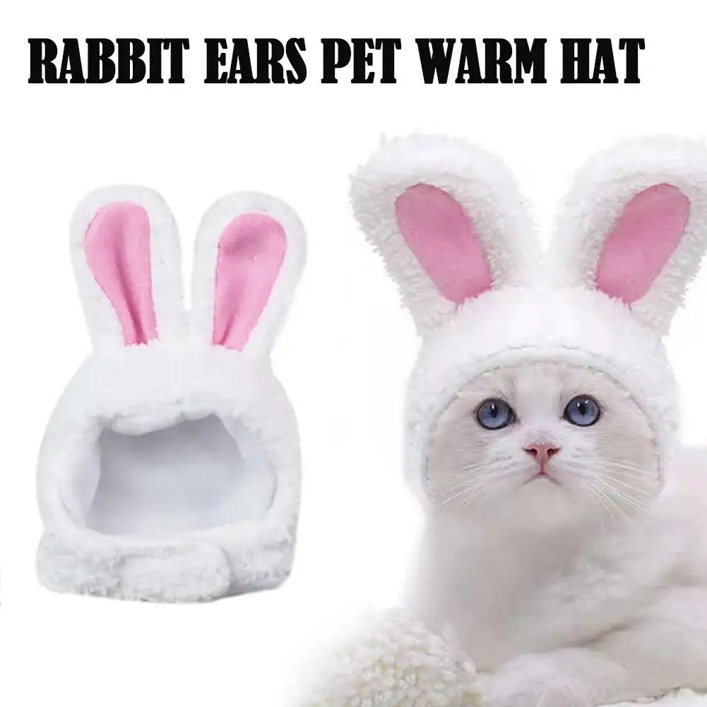 Cat Decorative Pet Products New Warm Cat Head Cover Rabbit Ear Plush Hat Lamb Accessories Pet Hat Cat Clothes  S9M7