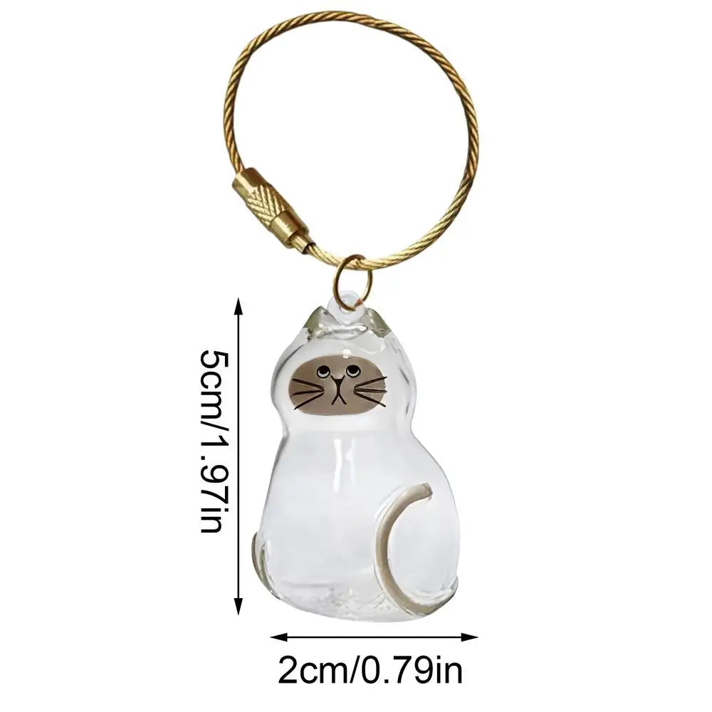 Cat Hair Storage Capsule Keychain Collecting Pet Hairs Memorial Accessories Simple Designed Cat-Shaped Keychain ﻿